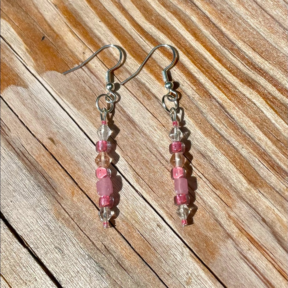 Pink dangle drop earrings